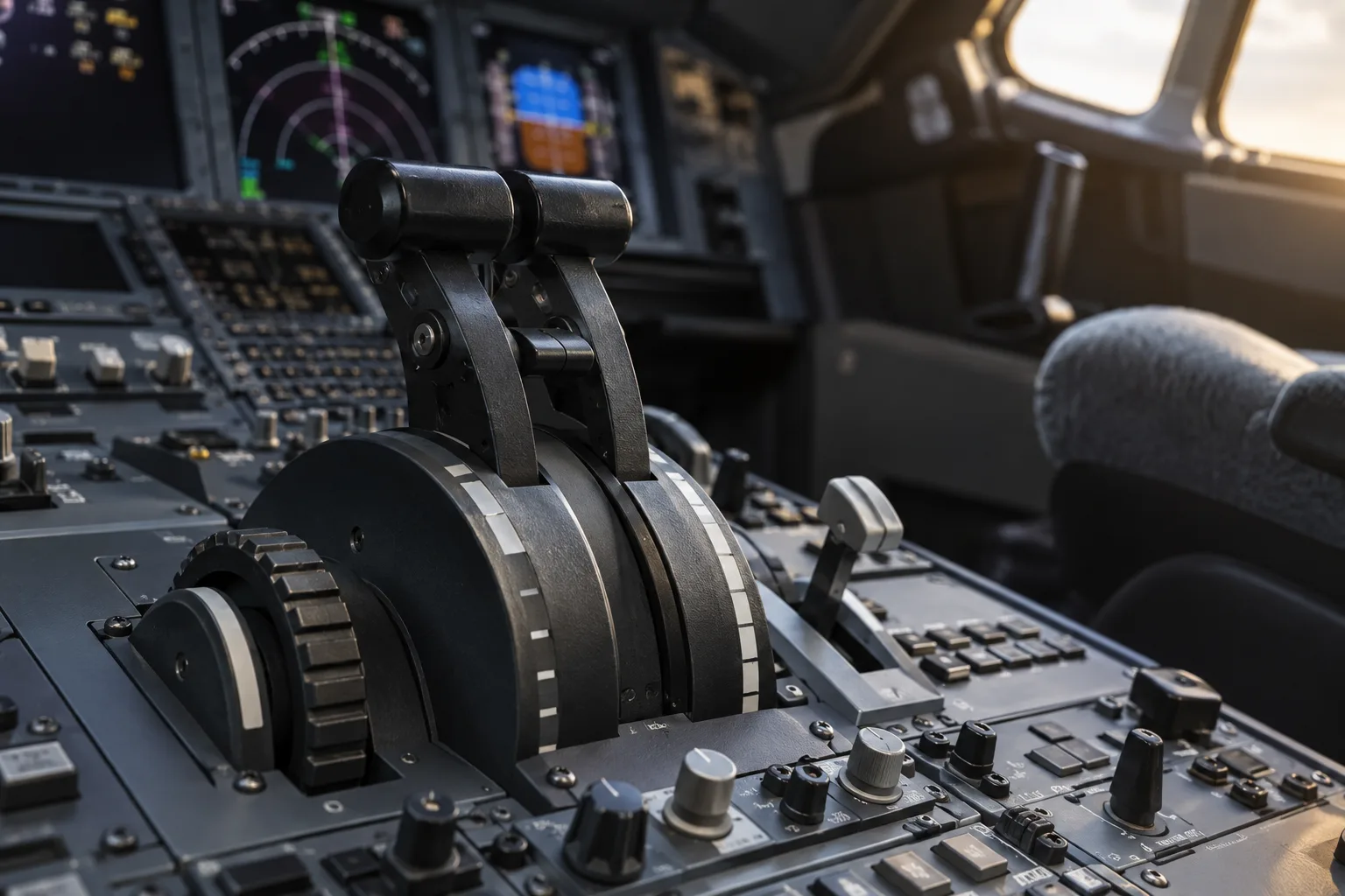Illustrative cockpit view used to frame an airport-surface decision.